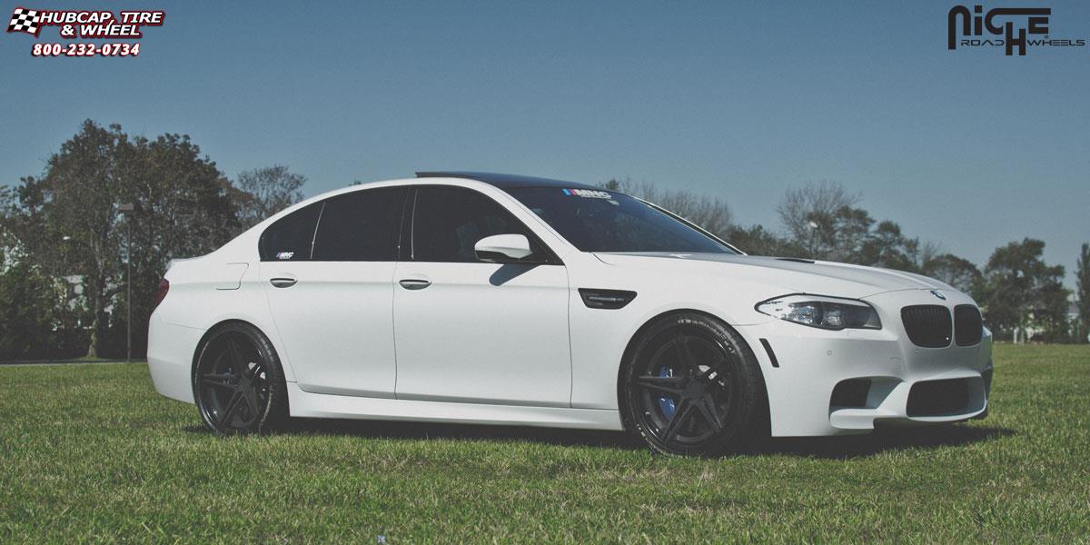 vehicle gallery/bmw m5 niche roma 20x9  Matte Black wheels and rims